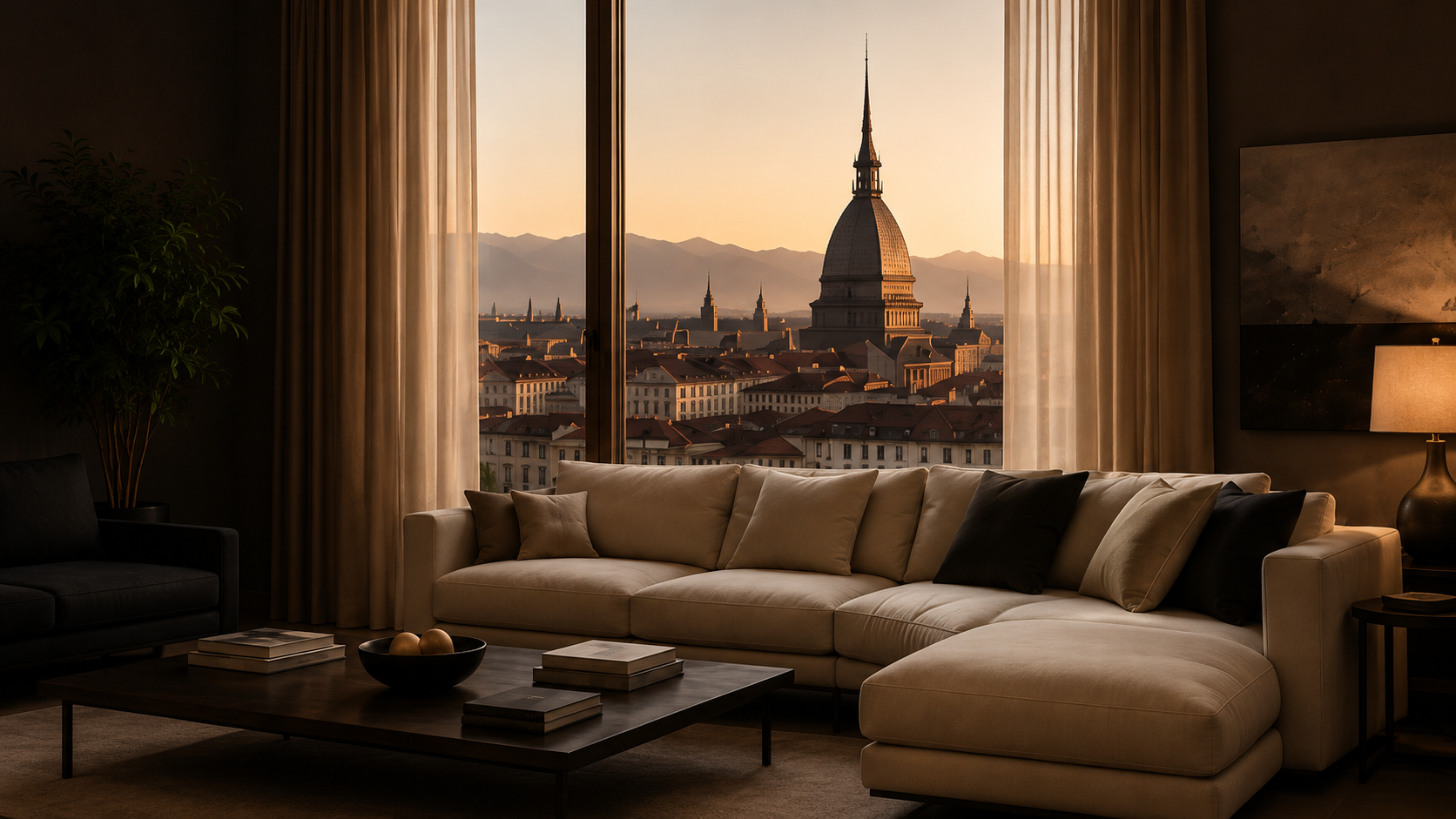 Interno elegante con vista su Torino